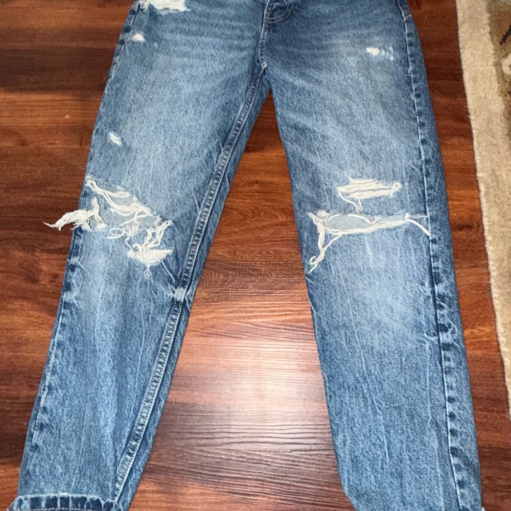 Zara Distressed Blue Womens Mom Jeans - Picture 3 of 6